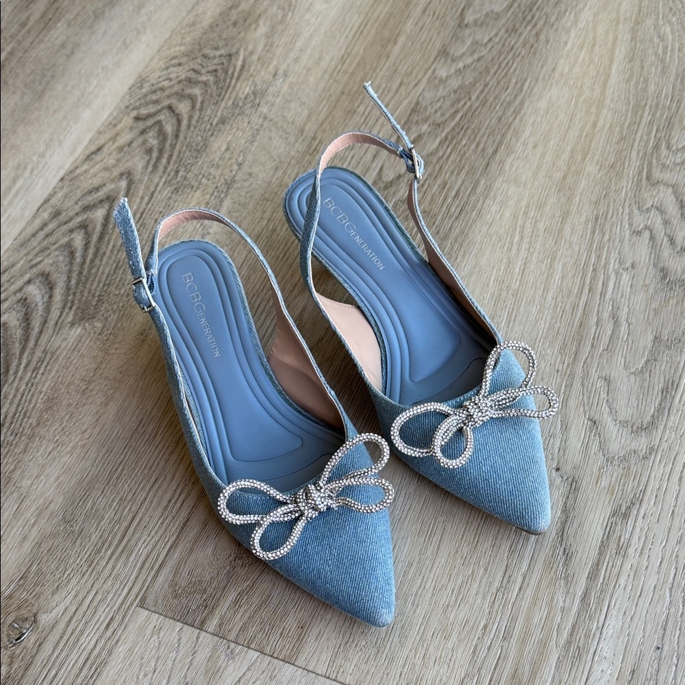 BCBGeneration Light Blue Pointed Slingback Flats … - image 1